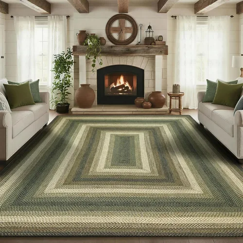Miniatura 178 de Homespice Alfombras de Área Ovaladas Trenzadas de Yute Denim Azul de 8x10 pies para Sala de Estar, Dormitorio y Comedor. Apto para Mascotas. Estilos
