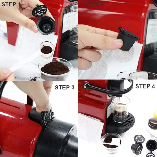 Miniatura 8 de 3 cápsulas reutilizables para el hogar, cápsulas de café para el hogar, cápsulas recargables aptas para Nespresso (negro)