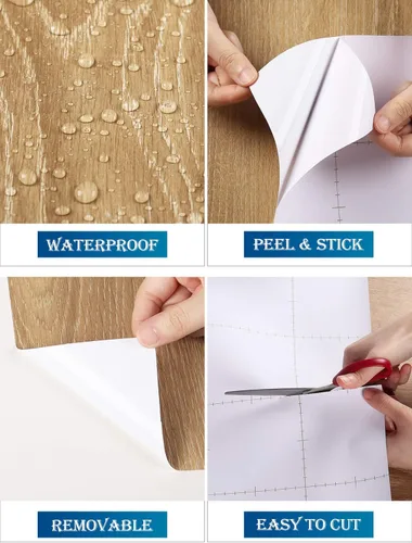 Miniatura 4 de FunStick Papel de Contacto de Madera Natural Marrón Despegar y Pegar Papel de Contacto de Grano de Madera Autoadhesivo Papel Tapiz de Madera
