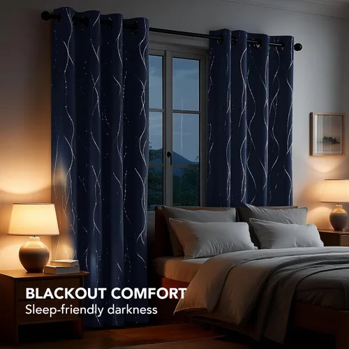 Miniatura 4 de Deconovo Juego de 2 paneles de cortinas blackout, 84 pulgadas de largo, cortinas para dormitorio con ojales y diseño floral