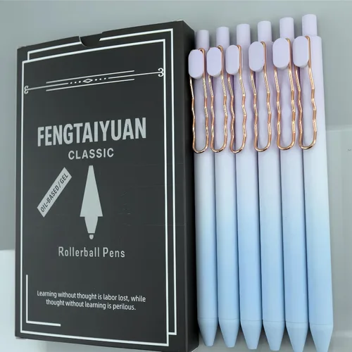 Miniatura 13 de Fengtaiyuan LanLvZi05P18, elegante bolígrafo de color degradado, tinta negra, 0.5mm extra fina, bolígrafos de gel con punta de bola, escritura