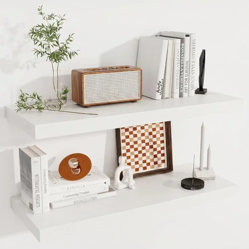 Miniatura 18 de Fun Memories Estantes flotantes de 12 pulgadas de profundidad, estantes de pared de madera de 16 x 12 pulgadas, estante de almacenamiento rústico
