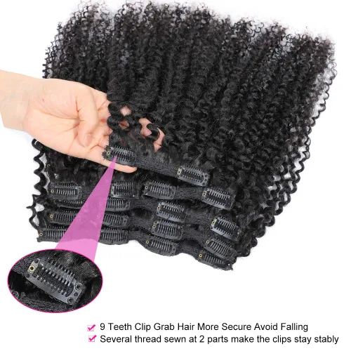 Miniatura 4 de Extensiones de cabello rizado con clip para mujeres afroamericanas, Urbeauty, Extensiones de cabello rizado con clip para cabello humano para chicas