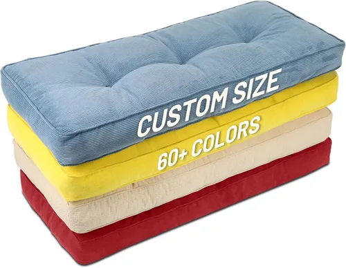 Lokex Cojín de Banco, Tamaño Personalizado 90+ Colores Cojines de Banco Antideslizantes Gruesos y Transpirables para Muebles de Interior/Exterior,