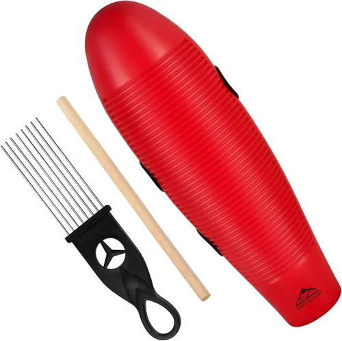 Miniatura 12 de EASTROCK Instrumento Guiro de 3.9 x 13 pulgadas, instrumento de percusión latina en forma de pez con 2 raspadores, instrumento de guiro amarillo
