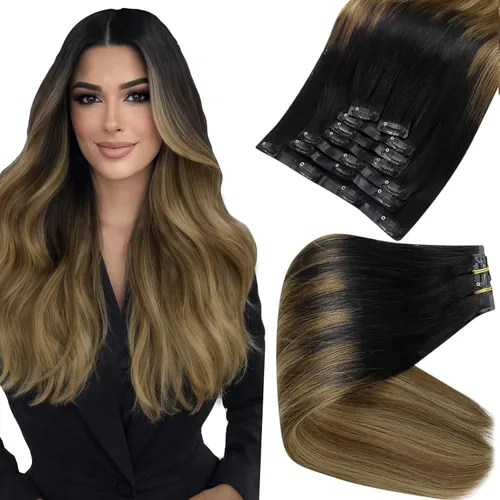 Miniatura 32 de Full Shine Extensiones de cabello humano con pinzas, cabello humano Remy invisible para mujer, color rubio platino, 20 pulgadas, 8 unidades, 4.23 oz