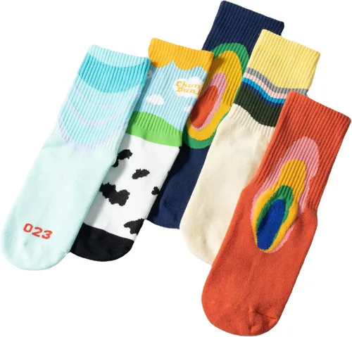 Miniatura 7 de Yoga Pilates Socks with Grips for Women Non Slip Solid Graffiti Cushioned Crew Socks for Barre Ballet Dance