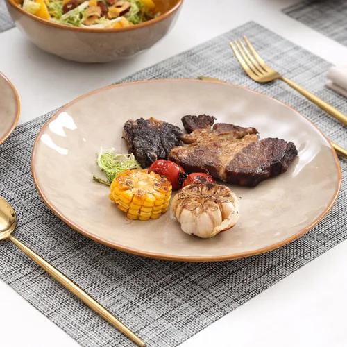 Miniatura 4 de vicrays Juego de Platos de Cena de Cerámica, 10.5 Pulgadas, Juego de 6, Redondos, Apto para Microondas, Horno, Lavavajillas, Porcelana Acanalada