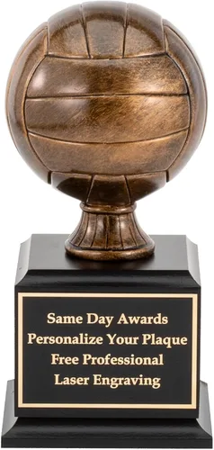 Miniatura 4 de Premium Bronze Volleyball Trophy Custom Engraved, Resin Award, Classic Ball Design, For Tournaments Championships MVP Coaches League