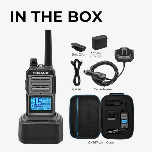 Miniatura 9 de Midland GXT67 Radio bidireccional GMRS de 5 vatios - Walkie Talkie de largo alcance para aterrizaje, Jeep y todoterreno - IP67 impermeable