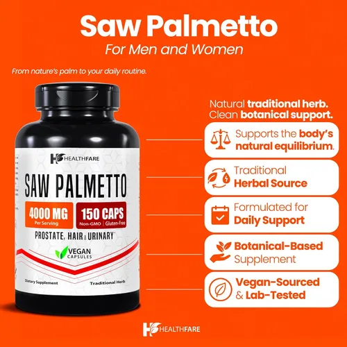 Miniatura 2 de Healthfare Extracto de palma enana americana 150 cápsulas veganas Suplemento herbario extra fuerte Sin OMG, sin gluten Fabricado en Estados