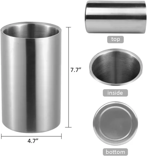 Miniatura 3 de Jolitac Cubo enfriador de vino, cubo enfriador de vino de doble pared de acero inoxidable, mantiene el frío durante horas, enfriador de botellas