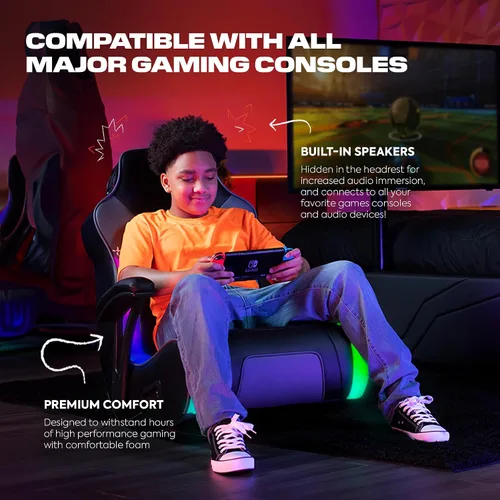 Miniatura 4 de X Rocker Video Gaming Floor Rocker Chair, Built-in Audio, College Dorm Essentials for Guys and Girls, Bedroom, Foldable, Gifts for Gamers
