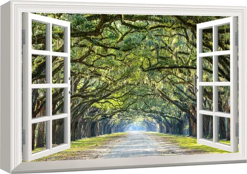 Miniatura 42 de Cuadro decorativo con diseño de ventana moderna blanca con vista, de la marca Wall26®