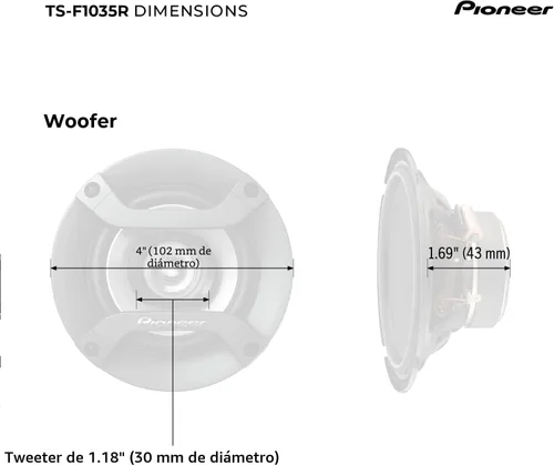 Miniatura 6 de PIONEER F-Series TS-F1035R - Altavoces de 2 vías de 4 pulgadas (par) - 150 W máximo, sonido equilibrado + agudos suaves, gran reemplazo original