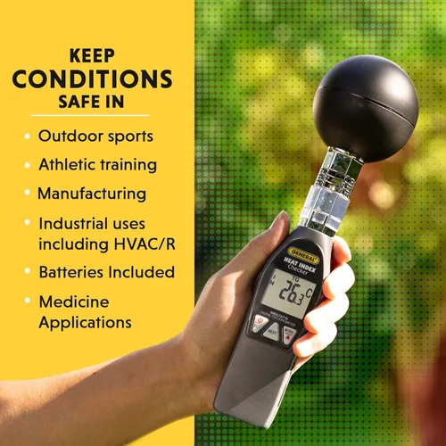 Miniatura 4 de General Tools Monitor de índice de calor de lujo #WBGT8778 con bola negra de latón de 2.953 x 2.953 in, 32° a 122° F, 0 a 100% HR