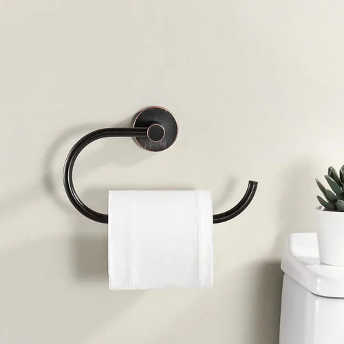 Miniatura 9 de BigBig Home Soporte de papel higiénico de bronce, portarrollos de baño frotado con aceite, soporte de papel higiénico montado en la pared, diseño