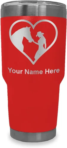 Miniatura 18 de LaserGram Vaso aislado al vacío de 20 onzas, corazón de vaquera de caballo, grabado personalizado incluido (negro)