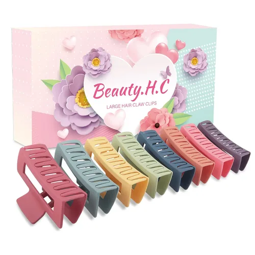 Miniatura 8 de Pinzas grandes para el cabello de 4.3 pulgadas para cabello fino y rizado, pinzas de pelo mate grandes de plátano, clip de mandíbula de sujeción