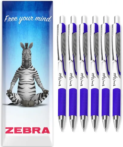 Miniatura 9 de Zebra Pen Bolígrafos clásicos Z-Grip Flight de punta gruesa de 0.047 in, paquete de 6 en embalaje de regalo (negro y morado)