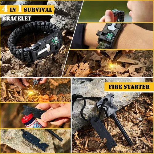 Miniatura 7 de Kit de primeros auxilios de supervivencia, 99 piezas, equipo de supervivencia profesional, mochila grande de senderismo con equipo de emergencia