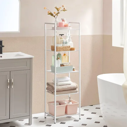 Miniatura 8 de SONGMICS Estante de almacenamiento de 5 niveles, estante de baño, soporte extensible para plantas con estante ajustable, para baño, sala de estar