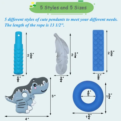 Miniatura 3 de Collares masticables para niños sensoriales, collar masticable sensorial para niños con TDAH, SPD, dentición, necesidades de morder, juguetes Gris