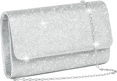 Miniatura 8 de OSDUE Bolsa de noche para mujer, bolsa de noche con purpurina brillante sobre con cadena desmontable para graduación, boda, fiesta, banquete y cita