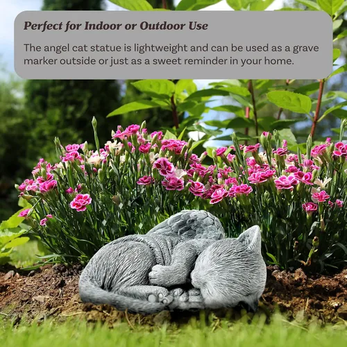 Miniatura 4 de Piedra Conmemorativa para Gatos - Ángel de Gatito Durmiendo en Paz, Estatua para Jardín, Recuerdo, Marcador de Tumba y Pérdida - Regalo de Simpatía