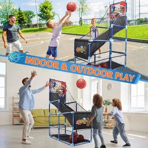 Miniatura 3 de OCHIDO Juego de baloncesto arcade con 4 pelotas, para niños de 3, 4, 5, 6, 7, 8, 9, 10 años y más, para niños de 3 a 5,6 a 8 años, 8 a 10 años