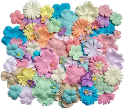 Miniatura 5 de Hecho a mano, 100 unidades de flores mixtas de 0.709 in - 2 pulgadas de papel de morera flores de papel de morera para álbumes de recortes, boda