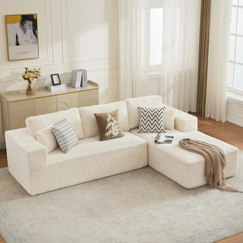 Miniatura 11 de Sofá modular Cloud de 106 pulgadas con diván en forma de L, moderno sofá modular sin hueso con asiento profundo, sofás tapizados para sala de estar