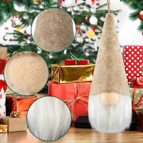Miniatura 3 de Vinsot 24 piezas Adornos de árbol de Navidad colgantes de gnomo Adornos navideños colgantes a granel Adornos suecos de felpa hechos a mano Elfo