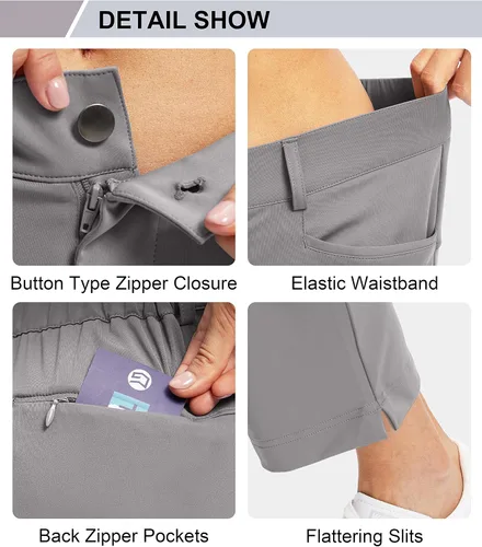 Miniatura 5 de Pantalones de golf para mujer con bolsillos con cremallera, pantalones elásticos 78, pantalones deportivos casuales para el trabajo, pantalones