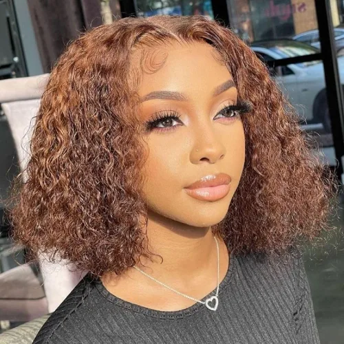 Miniatura 20 de Pelucas cortas de 10 pulgadas estilo Bob 13x4 con ondas profundas, peluca de pelo humano estilo Bob con encaje frontal HD de 200% de densidad