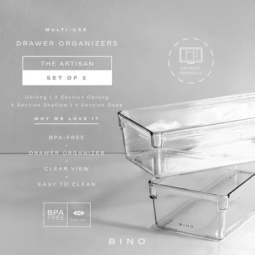 Miniatura 2 de Bino - Organizador de cajones de plástico multiusos, rectangular