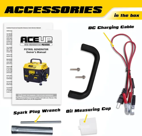 Miniatura 5 de Aceup Energy - Generador a gasolina de 1000 W, pequeño, portátil, para campamento, ultraligero, cumple con las normativas de la EPA y la CARB