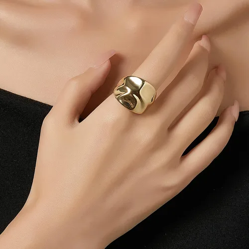 Miniatura 4 de Anillos de oro para mujer, chapados en oro de 18 quilates, anillos gruesos para regalo