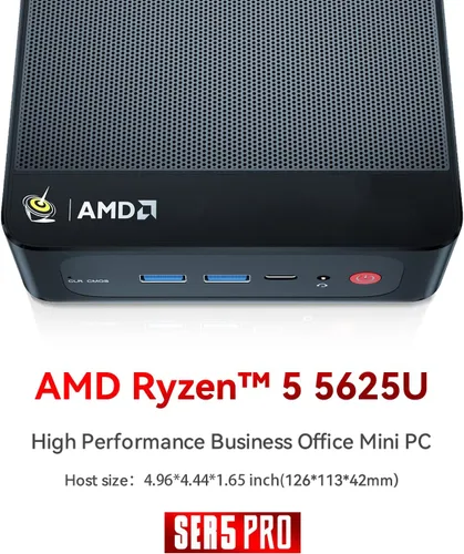 Miniatura 2 de Beelink Mini PC SER5 PRO, AMD Ryzen 5 5625U hasta 4.3GHz 6C/12T, 16GB RAM 500GB SSD, DP+ HDMI+ Pantalla triple tipo C, LAN 2.5G, WiFi 6 BT5.2, W-11