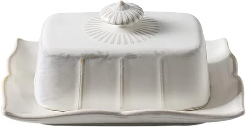 Miniatura 9 de Mantequillera de porcelana con tapa para encimera, contenedor de mantequilla de granja con mango de lujo, grande para mantequilla de la costa este