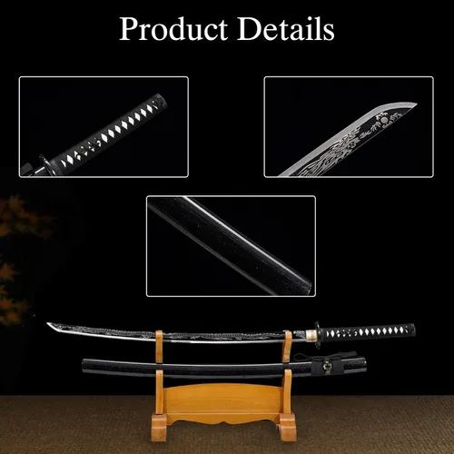 Miniatura 3 de Kamaiwo-1045/1060 Espada Katana Japonesa Auténtica Hecha a Mano y Forjada a Mano - De Acero de Alto Carbono con Espiga Completa para Entusiastas
