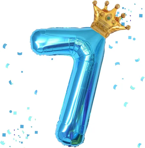 Miniatura 14 de Globo azul número 2 de 40 pulgadas y mini globo de corona para decoraciones de fiesta de segundo cumpleaños, globos de fiesta temática azul