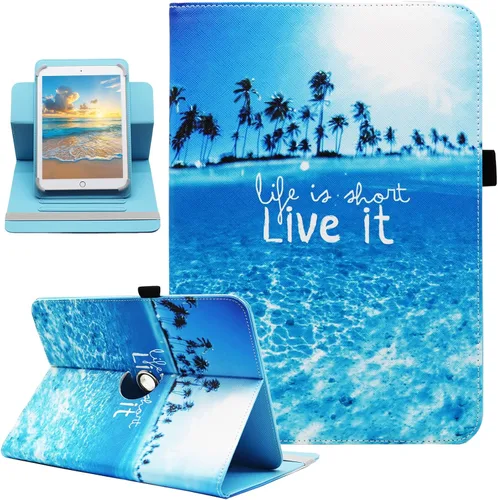 Miniatura 30 de Funda universal para tablet Android de 10 y 10.1 pulgadas, Dluggs de piel sintética con rotación de 360 grados, soporte multiángulo