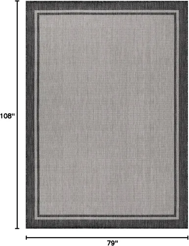 Miniatura 2 de CAMILSON Alfombra para interiores y exteriores, alfombra moderna con borde gris de 6 x 9 pies, para patios interiores y exteriores, alfombras