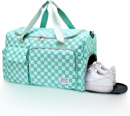 Miniatura 422 de Pequeña bolsa de gimnasio para mujer, bolsa de viaje con compartimento para zapatos