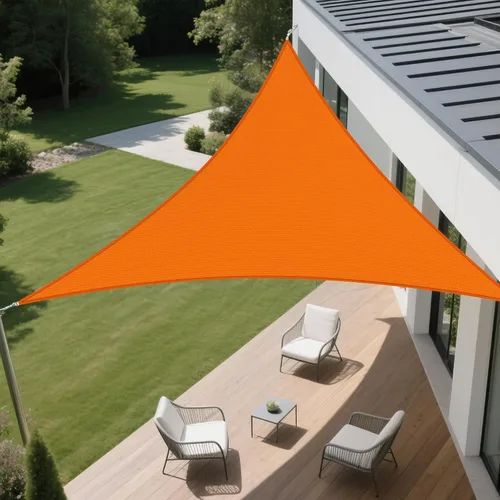 Toldo triangular de 9 x 10 x 13.5 pies para patio, jardín y patio trasero, protección solar, toldos color naranja