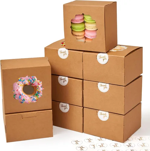 Miniatura 14 de Cajas pequeñas para galletas de 4 pulgadas, 50 piezas, blanco - Cajas de dulces de panadería con ventana para regalar, contenedores para llevar