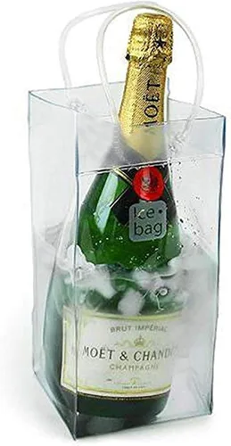 Miniatura 8 de Bolsa de vino de hielo, portátil, plegable, transparente, con asa, para fiestas, exteriores, champán, cerveza fría, vino blanco, bebidas frías