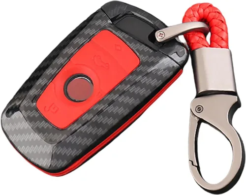 Miniatura 8 de ontto Funda para llavero con textura de fibra de carbono, funda de silicona con llavero protector de llave remota para BMW 1 3 5 7 Series X3 X4 X5