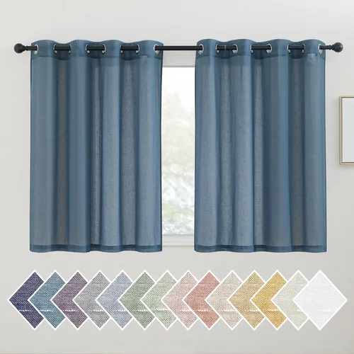 Miniatura 67 de NICETOWN Cortinas de lino traslúcidas con textura de lino de 84 pulgadas de largo, con ojales semitraslúcidos, tratamientos de ventana, privacidad